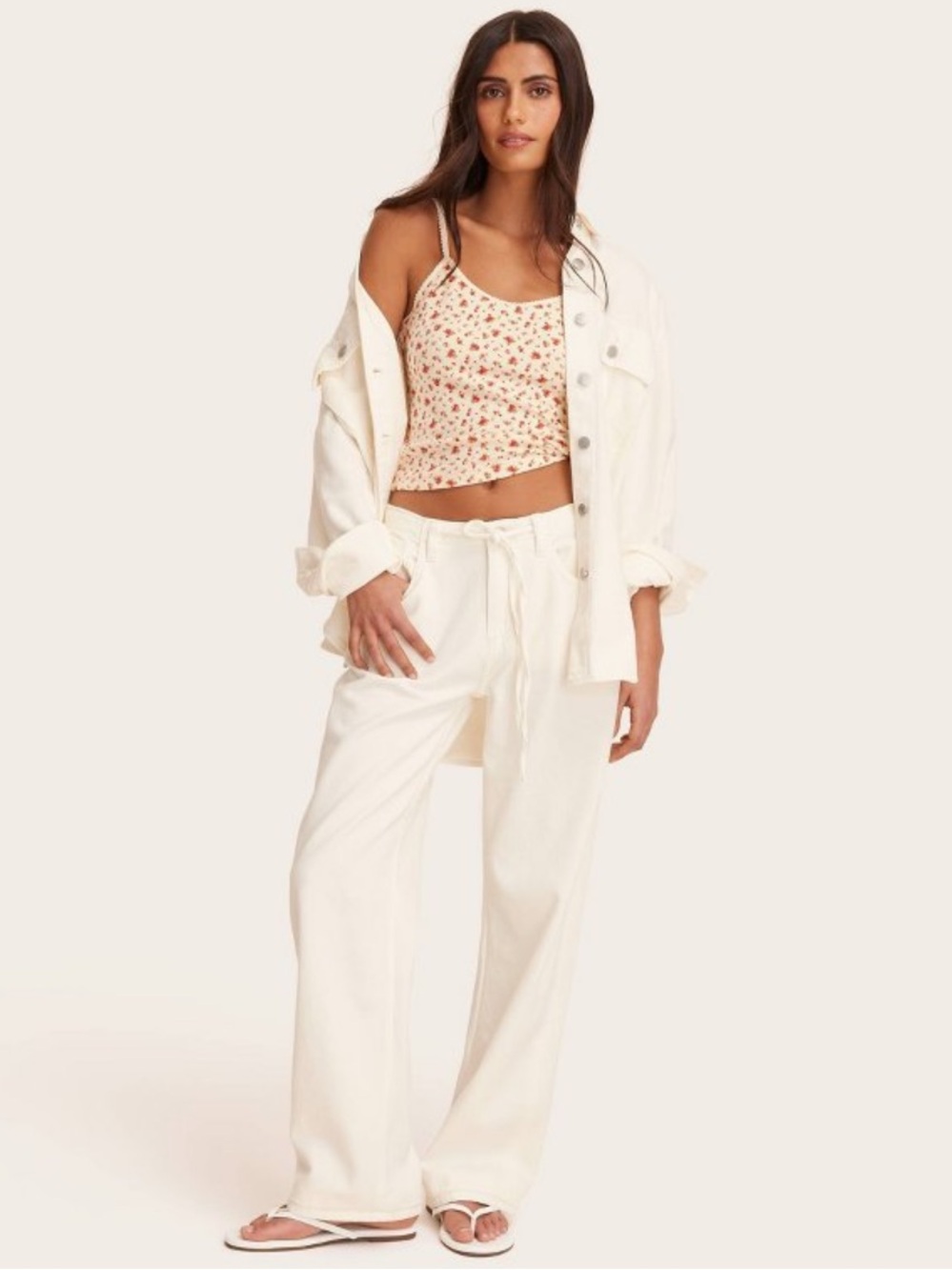 Parke x Target Cream Drawstring Baggy Jeans NWT Size 0